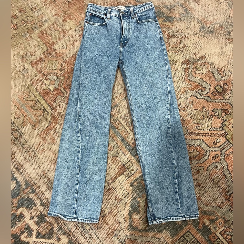 Abercrombie & Fitch Straight Leg Jeans in Light Blue Denim